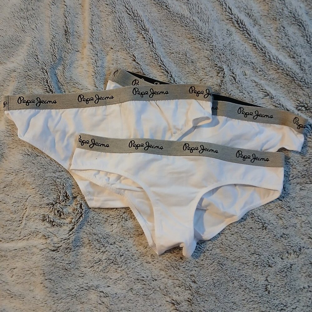 NEW   Pepe Jean Women's Bikini Panties 3 Pack White SZ M NIB